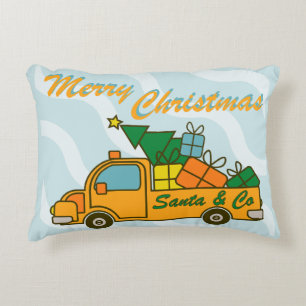 Santa truck side view Merry Christmas Accent Pillow