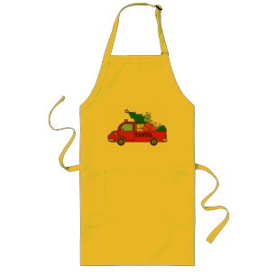 Santa truck side view Merry Christmas Long Apron