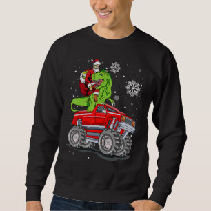 Santa Truck TRex Kids Christmas Dinosaur Rex Boys  Sweatshirt