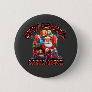 Santa Trucker Kids Christmas Festive Holiday Magic 2 Inch Round Button