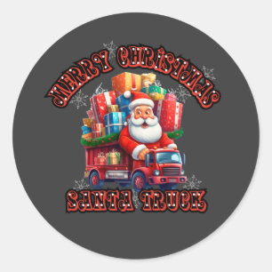 Santa Trucker Kids Christmas Festive Holiday Magic Classic Round Sticker