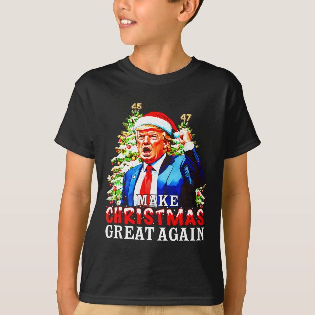 Santa Trump 45-47 Xmas Pyjamas Make Christmas Grea T-Shirt (Front)
