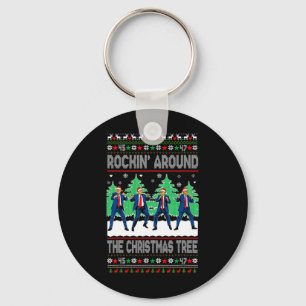 Santa Trump Dance Dancing Rocking Around The Chris Keychain