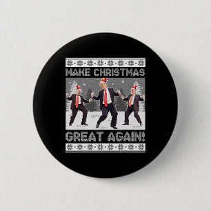 Santa Trump Dance Make Christmas Great Again Ugly  2 Inch Round Button