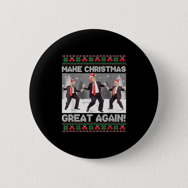 Santa Trump Dance Make Christmas Great Again Ugly  2 Inch Round Button (Front)