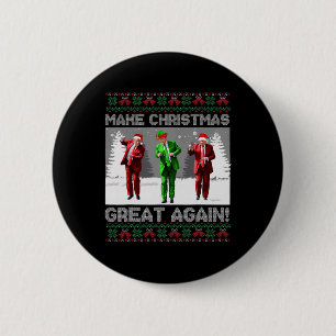 Santa Trump Dance Make Christmas Great Again Ugly 2 Inch Round Button
