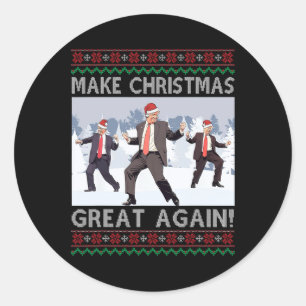 Santa Trump Dance Make Christmas Great Again Ugly Classic Round Sticker