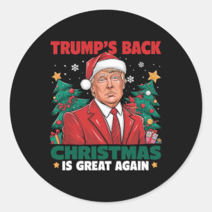 Santa Trump Dance Make Christmas Great Again Ugly  Classic Round Sticker