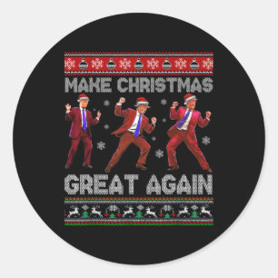 Santa Trump Dance Make Christmas Great Again Ugly Classic Round Sticker