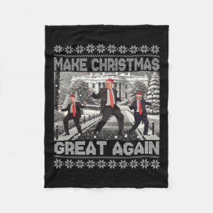 Santa Trump Dance Make Christmas Great Again Ugly  Fleece Blanket