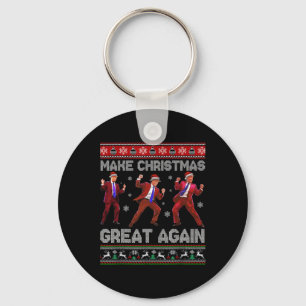 Santa Trump Dance Make Christmas Great Again Ugly Keychain