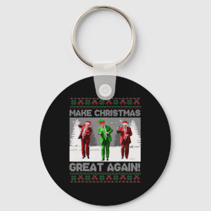 Santa Trump Dance Make Christmas Great Again Ugly Keychain