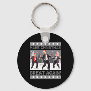 Santa Trump Dance Make Christmas Great Again Ugly Keychain