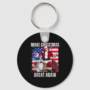 Santa Trump Dance Make Christmas Great Again Ugly  Keychain