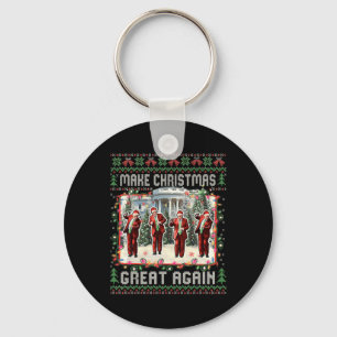 Santa Trump Dance Make Christmas Great Again Ugly Keychain