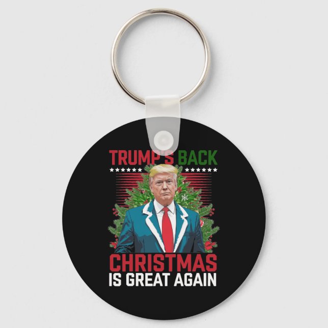 Santa Trump Dance Make Christmas Great Again Ugly  Keychain (Front)