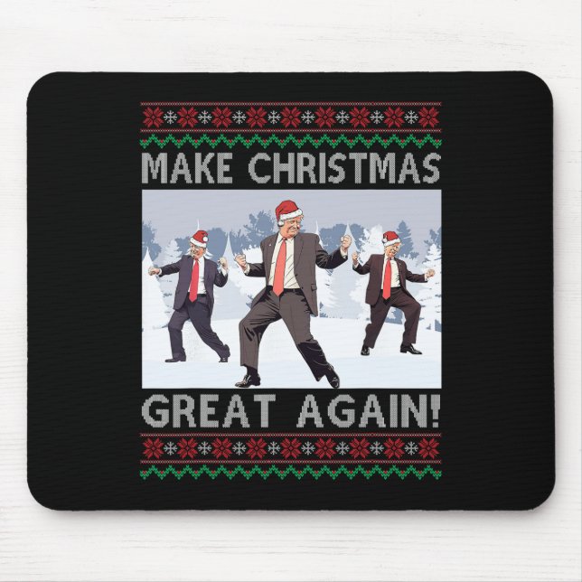 Santa Trump Dance Make Christmas Great Again Ugly  Mouse Pad (Front)