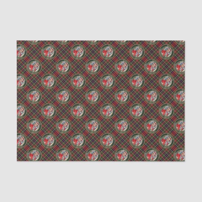 Santa Trump MAGA Christmas Tartan Plaid Tissue Paper (Front)