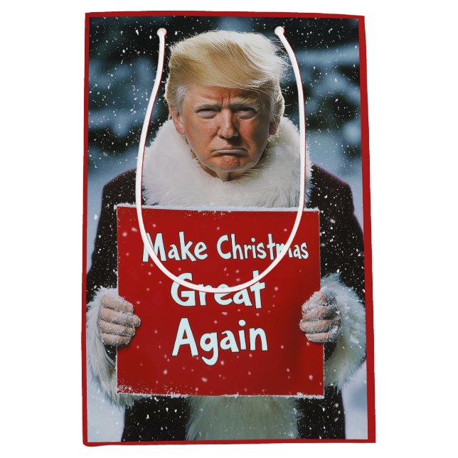 Santa Trump: “Make Christmas Great Again” Medium Gift Bag (Front)