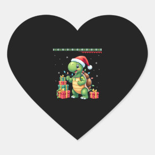 Santa Turtle Christmas Ugly Sweater Funny Holiday  Heart Sticker