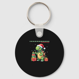 Santa Turtle Christmas Ugly Sweater Funny Holiday Keychain