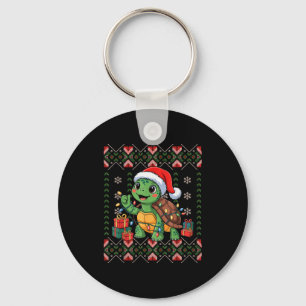 Santa Turtle Christmas Ugly Sweater Funny Holiday  Keychain