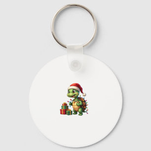 Santa Turtle Christmas Ugly Sweater Funny Holiday  Keychain