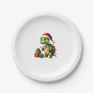 Santa Turtle Christmas Ugly Sweater Funny Holiday Paper Plate