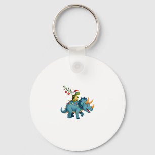 Santa Turtle Riding T-Rex Reindeer Christmas Light Keychain
