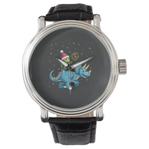 Santa Turtle Riding T-Rex Reindeer Christmas Light Watch