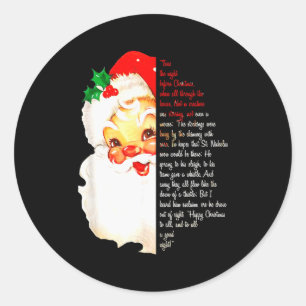 Santa Twas The Night Before Christmas Matching Paj Classic Round Sticker