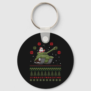 Santa Ugly Christmas Theme Graphic Military Armore Keychain