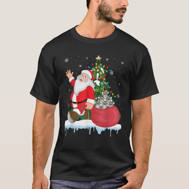 Santa Ugly Christmas Tree Lights Koala Animal  T-Shirt (Front)