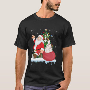 Santa Ugly Christmas Tree Lights Llama Animal  T-Shirt