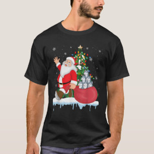 Santa Ugly Christmas Tree Lights Wolf Animal T-Shirt