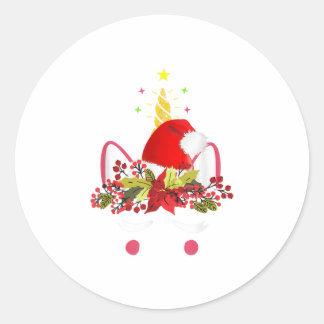Santa Unicorn Face Christmas Pajama Classic Round Sticker