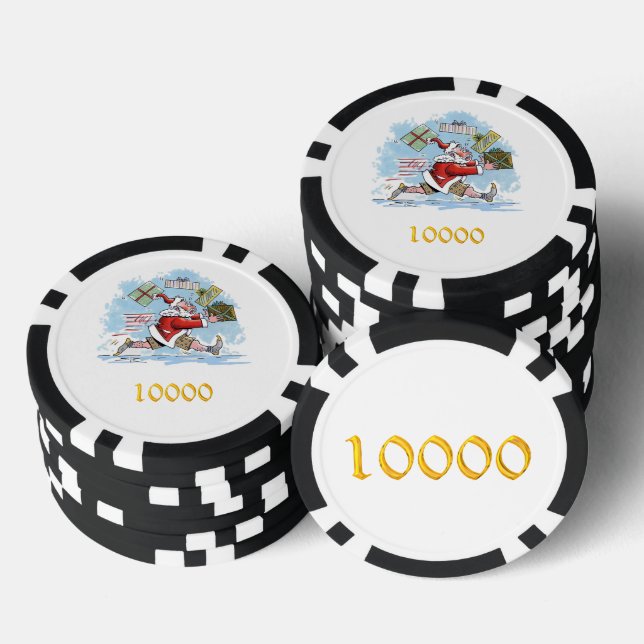 Santa Unprepared black gold 10000 poker chip (Stack)
