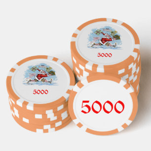 Santa Unprepared orange 5000 striped poker chip