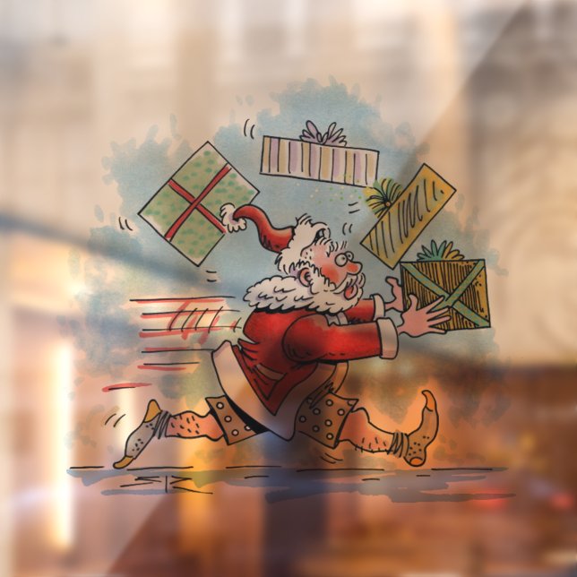 Santa Unprepared see-thru window cling back stick (Sheet 2)