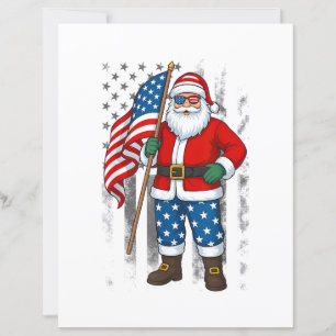 Santa USA American Flag Christmas In July Happy 4t