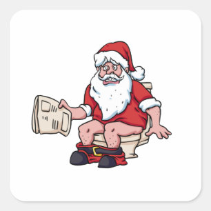 Santa Using Toilet Square Sticker