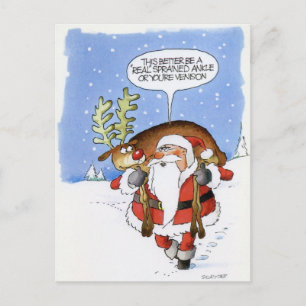 Santa Venison Holiday Postcard