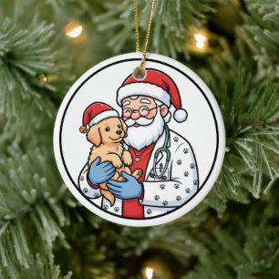 Santa Vet with Puppy Christmas Ornament