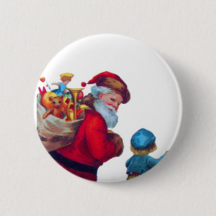SANTA VINTAGE 2 2 INCH ROUND BUTTON