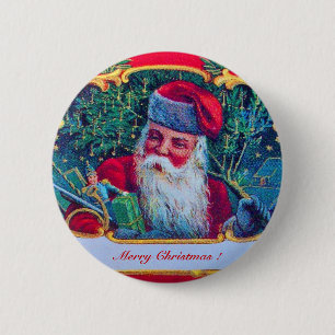 SANTA VINTAGE Christmas 2 Inch Round Button