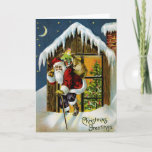 Santa Vintage Christmas Card<br><div class="desc">Restored early 20th century vintage Christmas card featuring Santa Claus. Text reads "Christmas Greetings".  If required you can add printed text to the inside page by the customize button.</div>