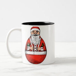 Santa , vintage Christmas clipart Two-Tone Coffee Mug