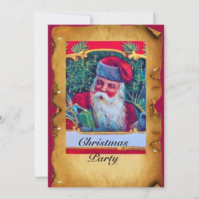 SANTA VINTAGE CHRISTMAS PARTY 1 gold Invitation (Front)