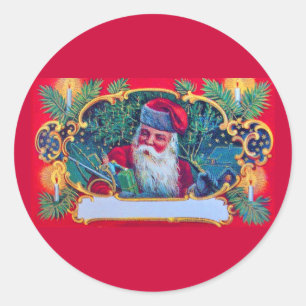 SANTA VINTAGE CLASSIC ROUND STICKER