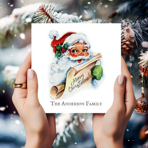 Santa, Vintage Merry Christmas with Name Card